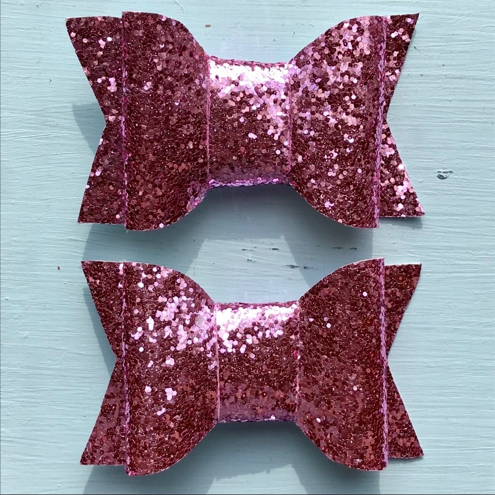Pink Chunky Glitter Hair Bows